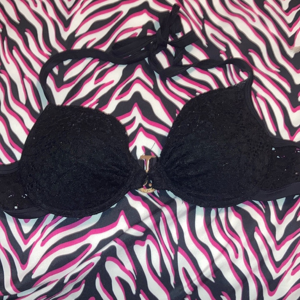 Elegant Black Lace Bra looking bathing suit top